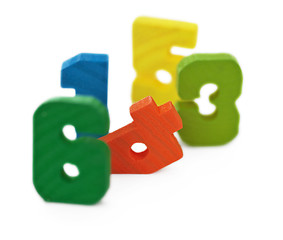 Image showing Toy wooden color ciphers, on white