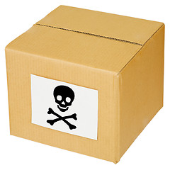 Image showing Cardboard box with skull and cross-bones sign