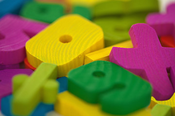 Image showing Wooden toys extreme close up