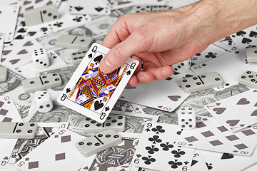 Image showing Queen of Spades in hand