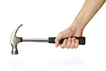 Image showing Hand holding hammer isolated on white background