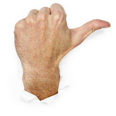 Image showing Hand shows thumb to right