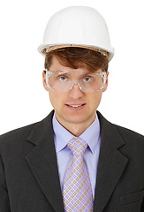 Image showing Engineer in protective helmet and goggles