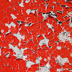 Image showing Red texture peeling paint on wall