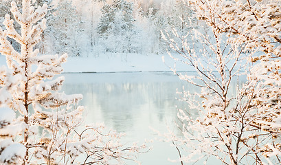 Image showing Sunny winter landscape - river