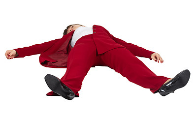 Image showing Woman lying unconscious on white background
