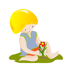 Image showing Boy with flower