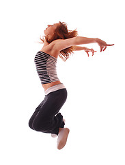 Image showing attractive teenage dancing over white background