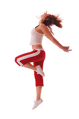 Image showing attractive teenage dancing over white background