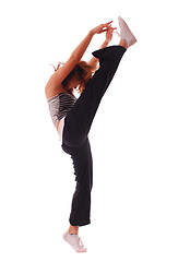 Image showing attractive teenage dancing over white background