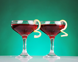 Image showing Photo of two Cosmopolitan cocktails 