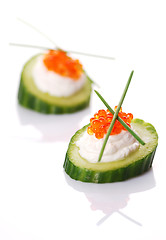 Image showing Appetizers with red caviar