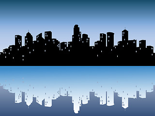 Image showing urban skylines with reflection