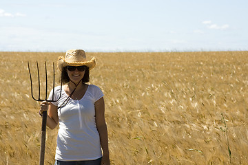 Image showing Girl  in  grain field