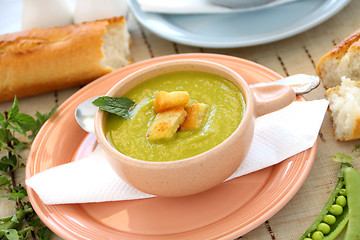 Image showing Pea Soup With Croutons