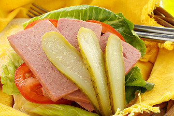 Image showing Spam Lettuce And Tomato