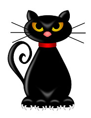 Image showing Halloween Black Cat Sitting