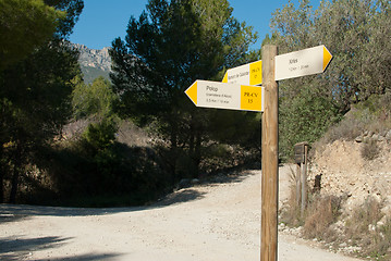 Image showing Hiking signpost