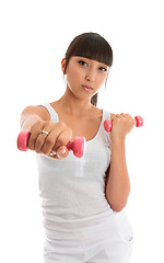 Image showing Fitness girl with hand weights