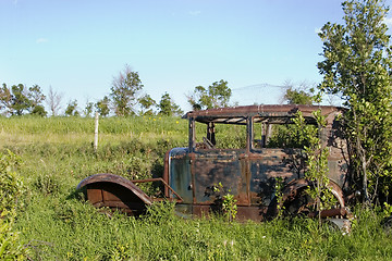 Image showing Overgrown Antique Car