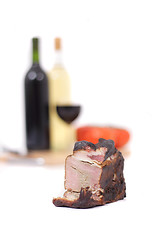 Image showing wine and smoked meat 