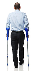 Image showing man with crutch