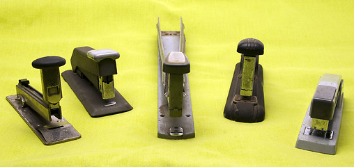 Image showing antique staplers office supply