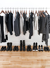 Image showing Black and white female clothes and shoes