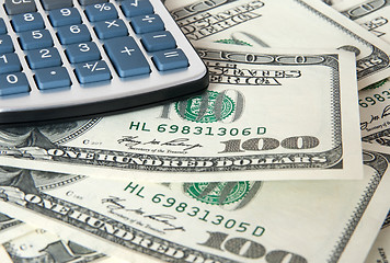 Image showing American dollars and calculator close-up