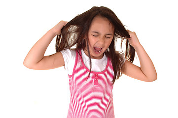 Image showing Girl pulling her hair.