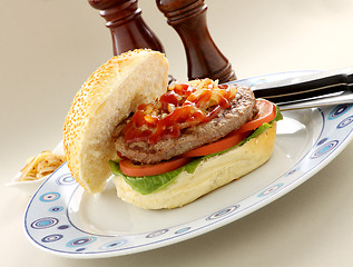 Image showing Hamburger With Ketchup
