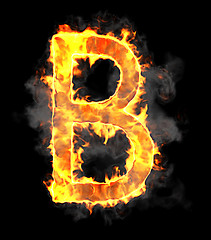 Image showing Burning and flame font B letter 