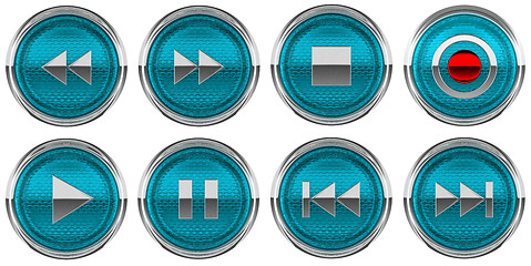 Image showing Round Blue Control icons set isolated