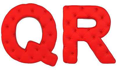 Image showing Luxury red leather font Q R letters