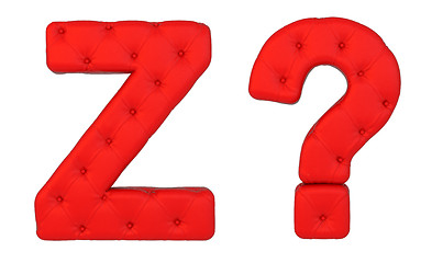 Image showing Luxury red leather font Z and query mark