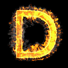 Image showing Burning and flame font D letter