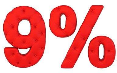 Image showing Luxury red leather font 9 numeral and percent