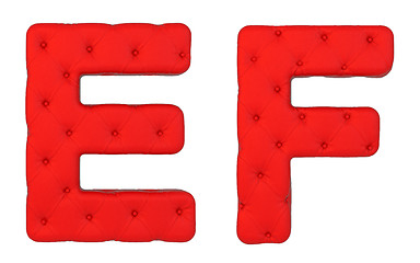 Image showing Luxury red leather font E F letters 