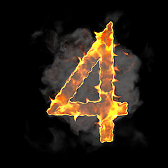 Image showing Burning and flame font 4 numeral 