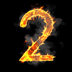 Image showing Burning and flame font 2 numeral 