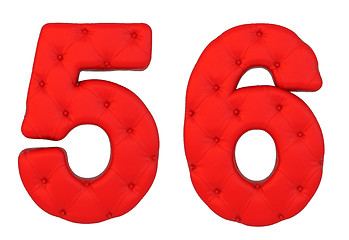 Image showing Luxury red leather font 5 6 numerals