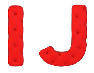 Image showing Luxury red leather font I J letters 