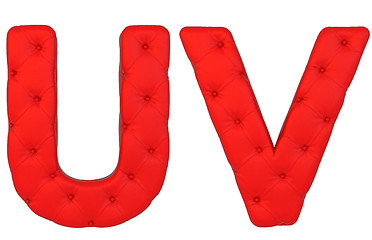 Image showing Luxury red leather font U V letters 