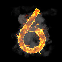Image showing Burning and flame font 6 numeral 