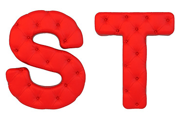 Image showing Luxury red leather font S T letters