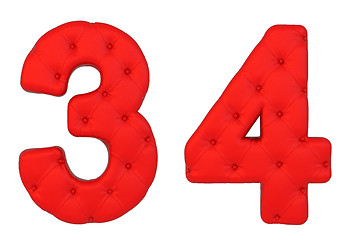 Image showing Luxury red leather font 3 4 numerals