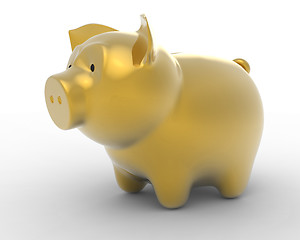 Image showing Wealth: Golden piggy bank over white