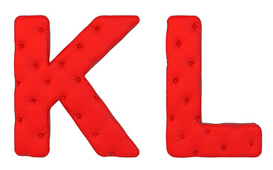 Image showing Luxury red leather font K L letters