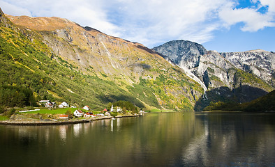 Image showing Scandinavian landscape: Fjord, mountains