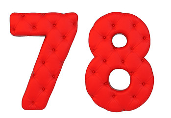 Image showing Luxury red leather font 7 8 numerals
